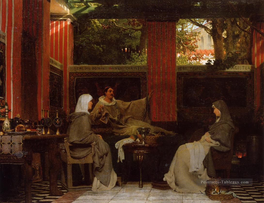 Venantius Fortunatus lisant ses poèmes à Radegonda VI Romantique Sir Lawrence Alma Tadema Peintures à l'huile